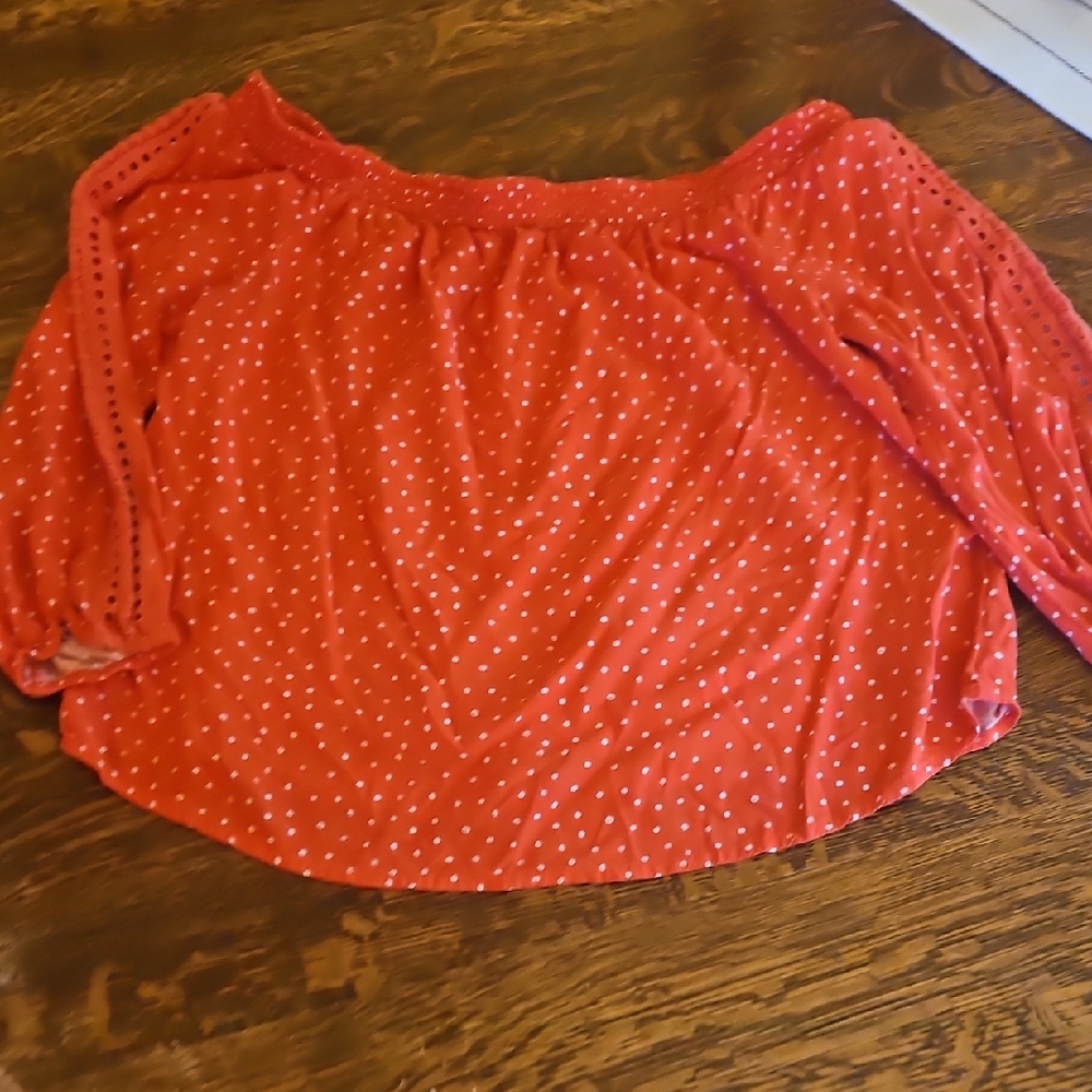 Maurices Coral Polka Dot Top
